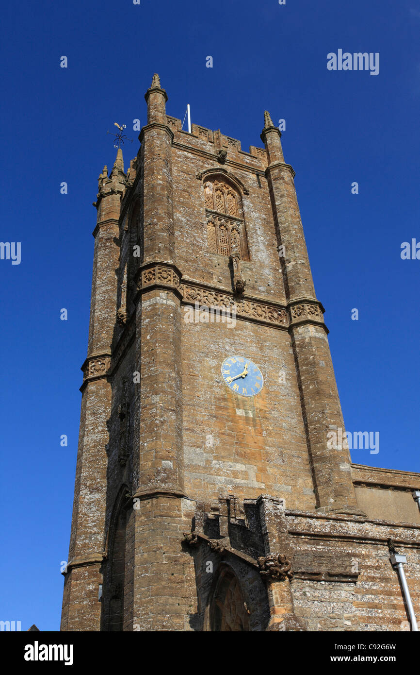 St Mary's Church was built by the Cerne abbey monastery for the parish in the late 13th century. Stock Photo