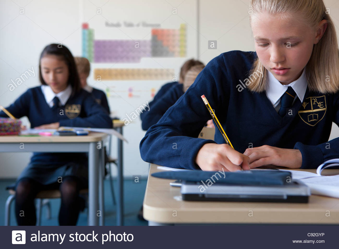 Teenage Girl In School Uniform Stock Photos & Teenage Girl In School