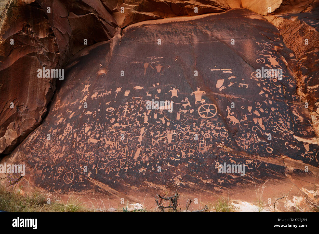 Newspaper Rock Petroglyphs, Monticello, Utah Stock Photo