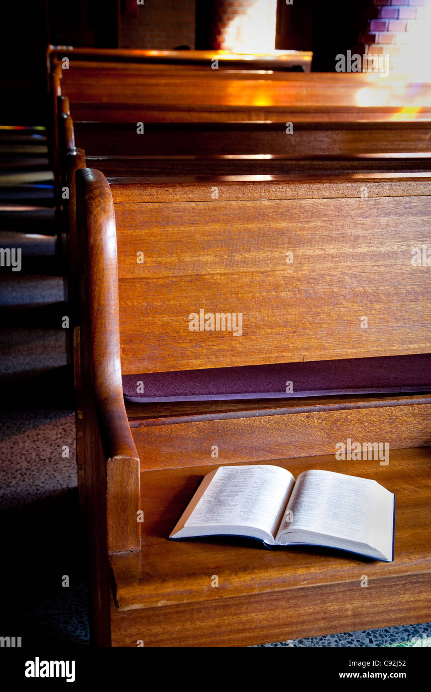 Holy bible on bench in hi-res stock photography and images - Alamy