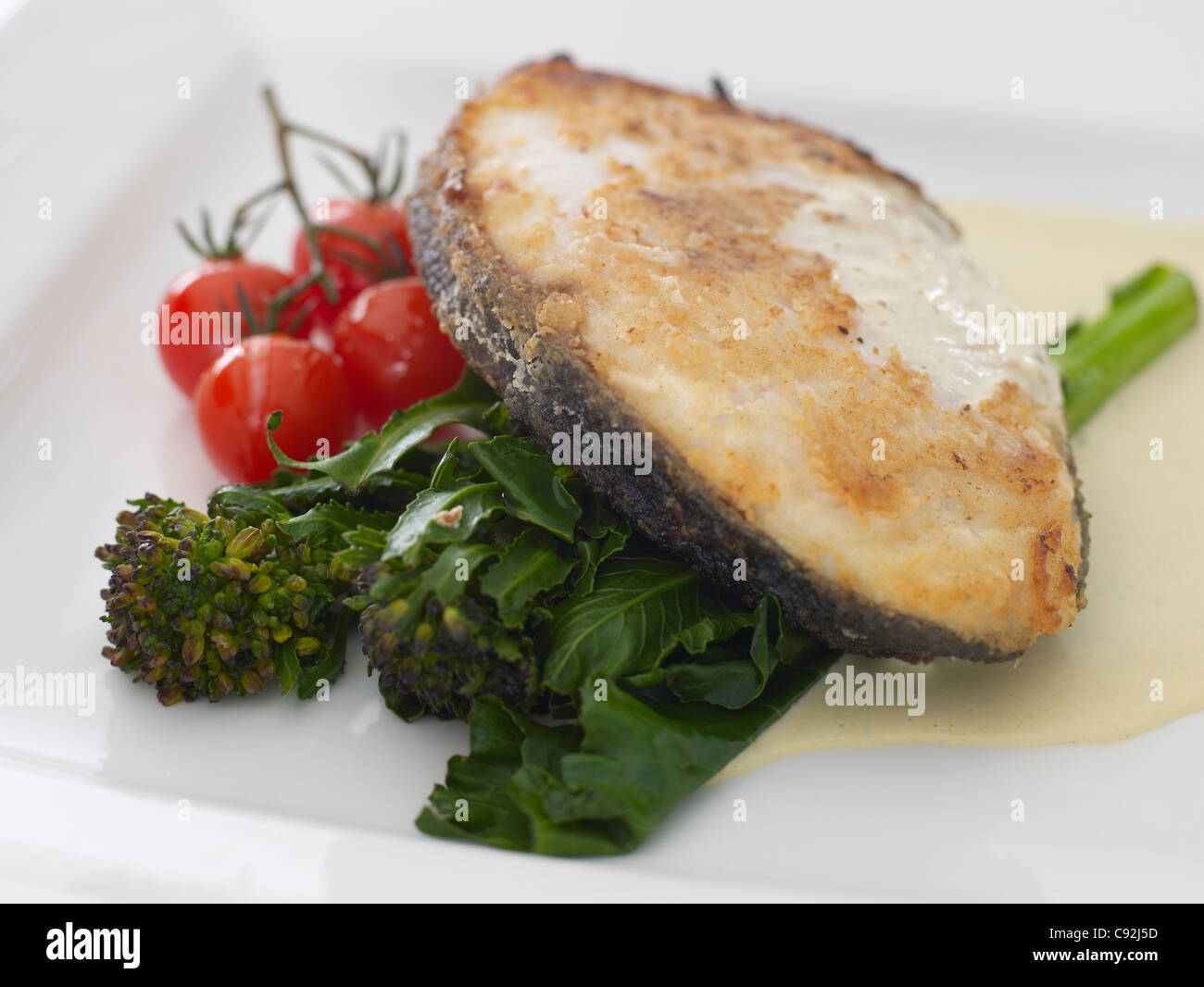 horseradish coated cod steak Stock Photo - Alamy