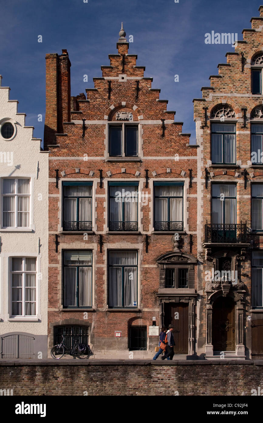 Gabled buildings and houses in Bruges, Belgium. Stock Photo