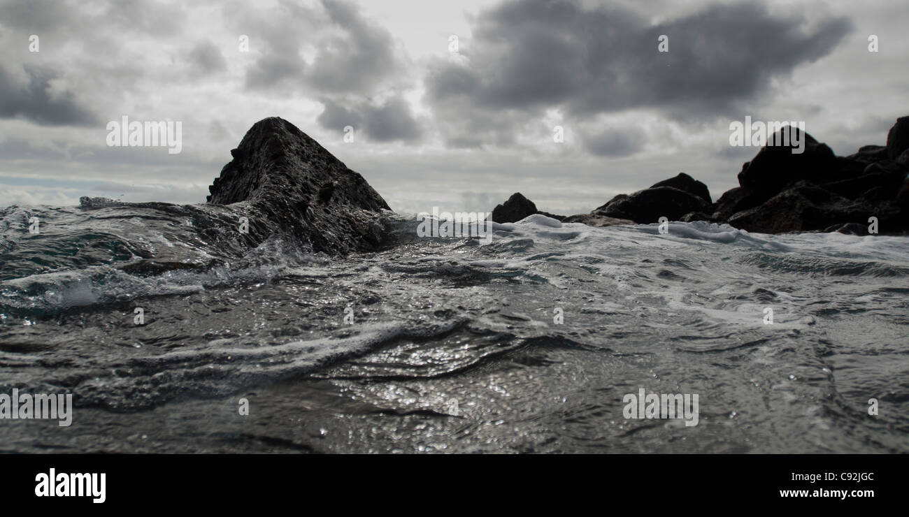 Waves breaking on the coast, Playa Ochoa, San Cristobal Island