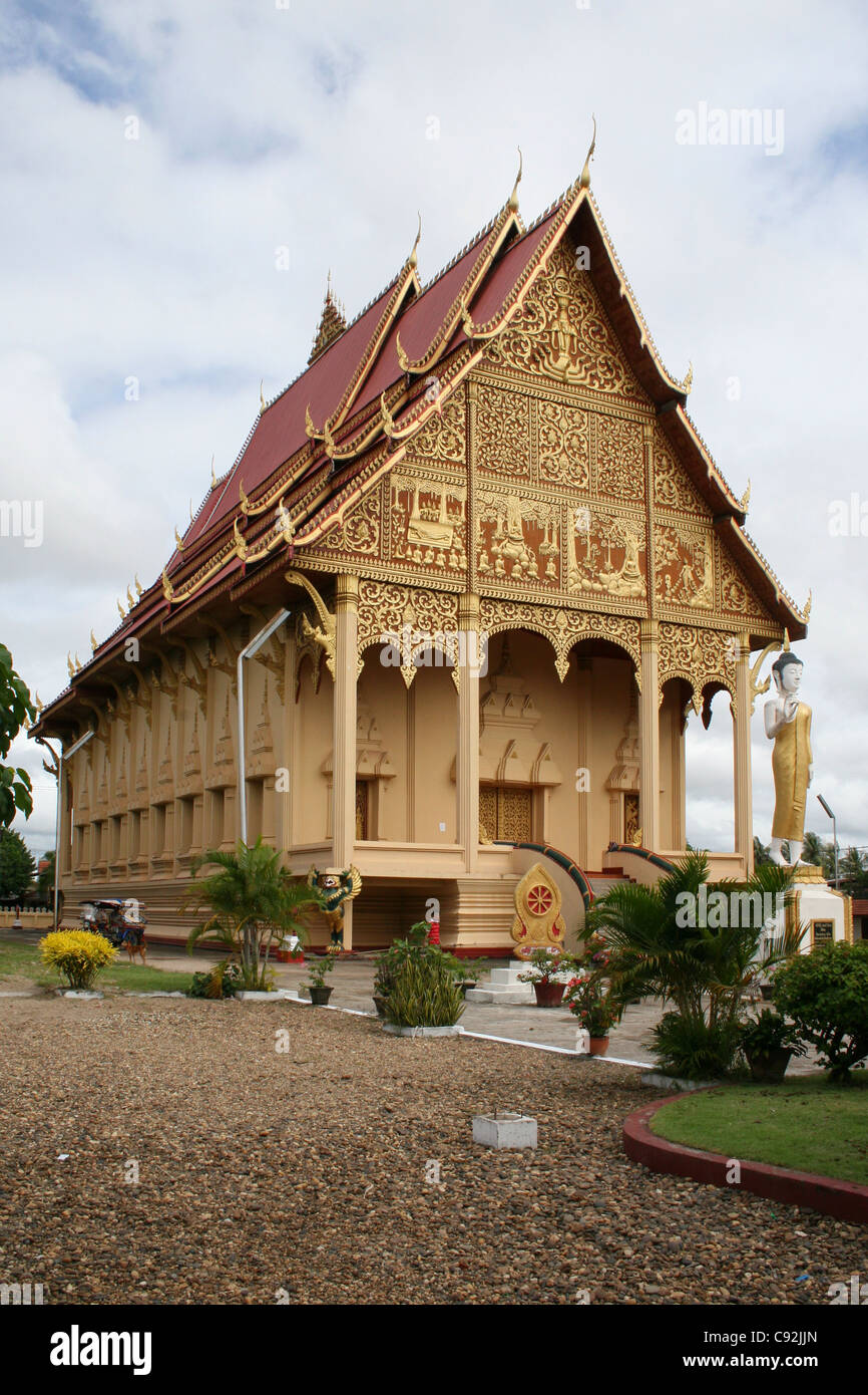 Temple on the Pha That Luang Complex, Vientiane, Laos. Stock Photo