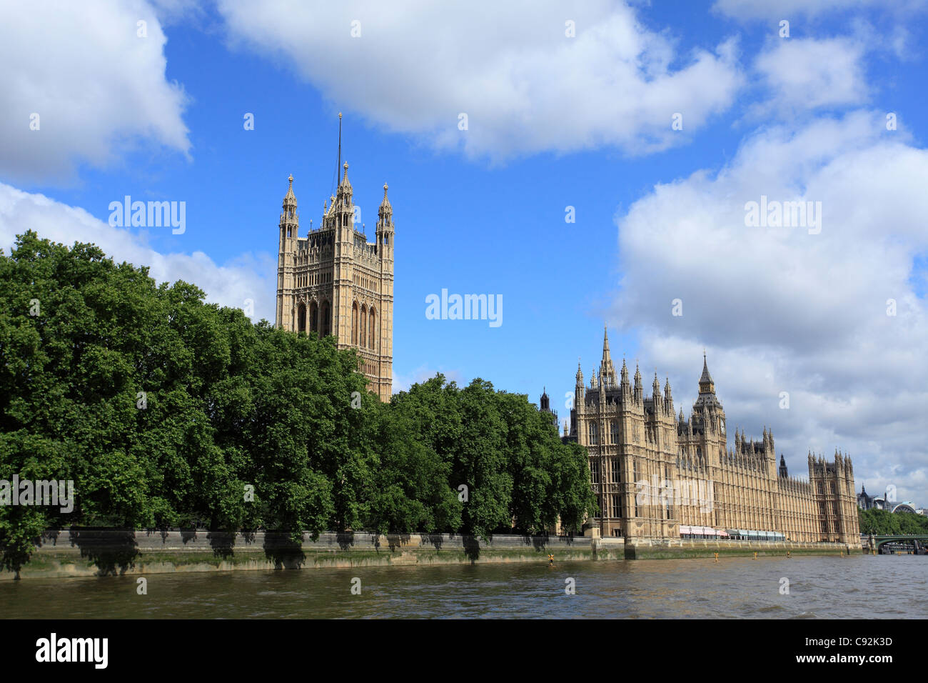 The Houses of Parliament is a historic centre of power and the seate of national government on the bank of the River Thames. Stock Photo