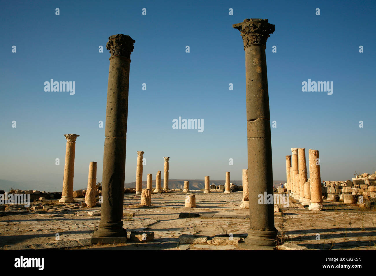 The Church Terrace in ancient Gadara, Umm Qais, Jordan Stock Photo - Alamy