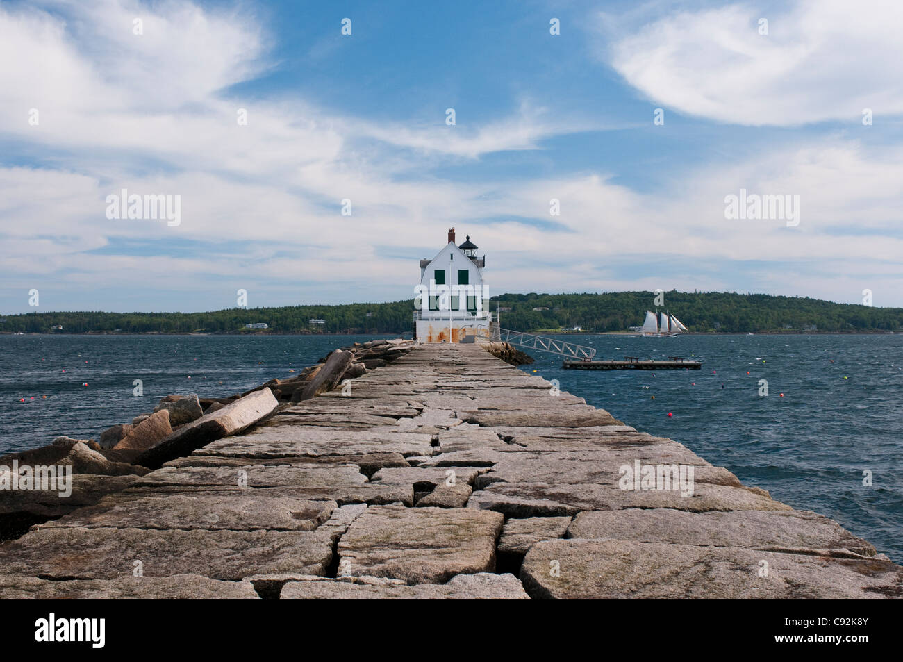 Rockland Breakwater Lighthouse in Rockland, ME Stock Photo