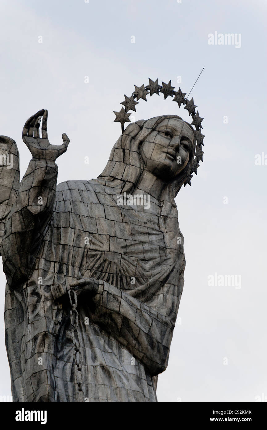 Statue of Virgin Mary of Quito, El Panecillo Hill, Quito, Ecuador Stock
