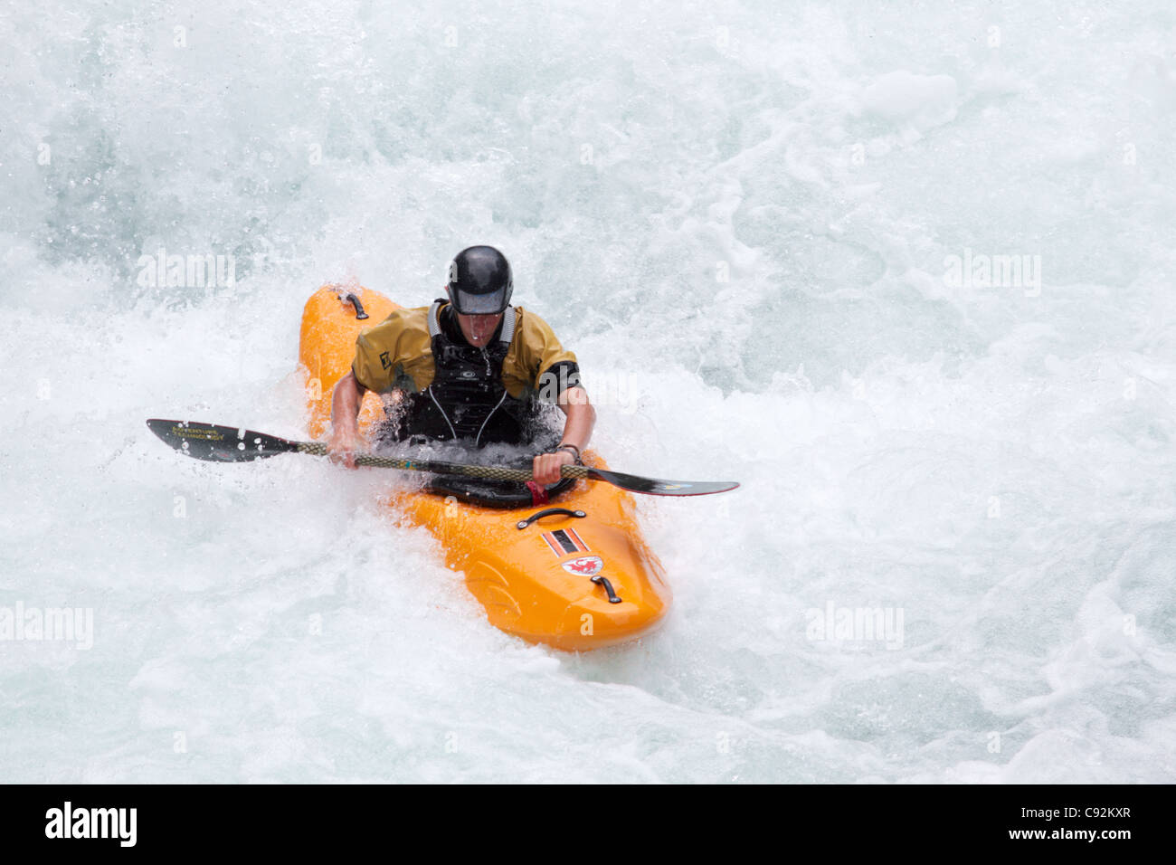 kayak race on the river Stock Photo