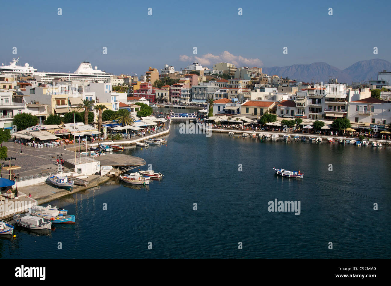 The Lake Agios Nikolaos Eastern Crete Greece Stock Photo