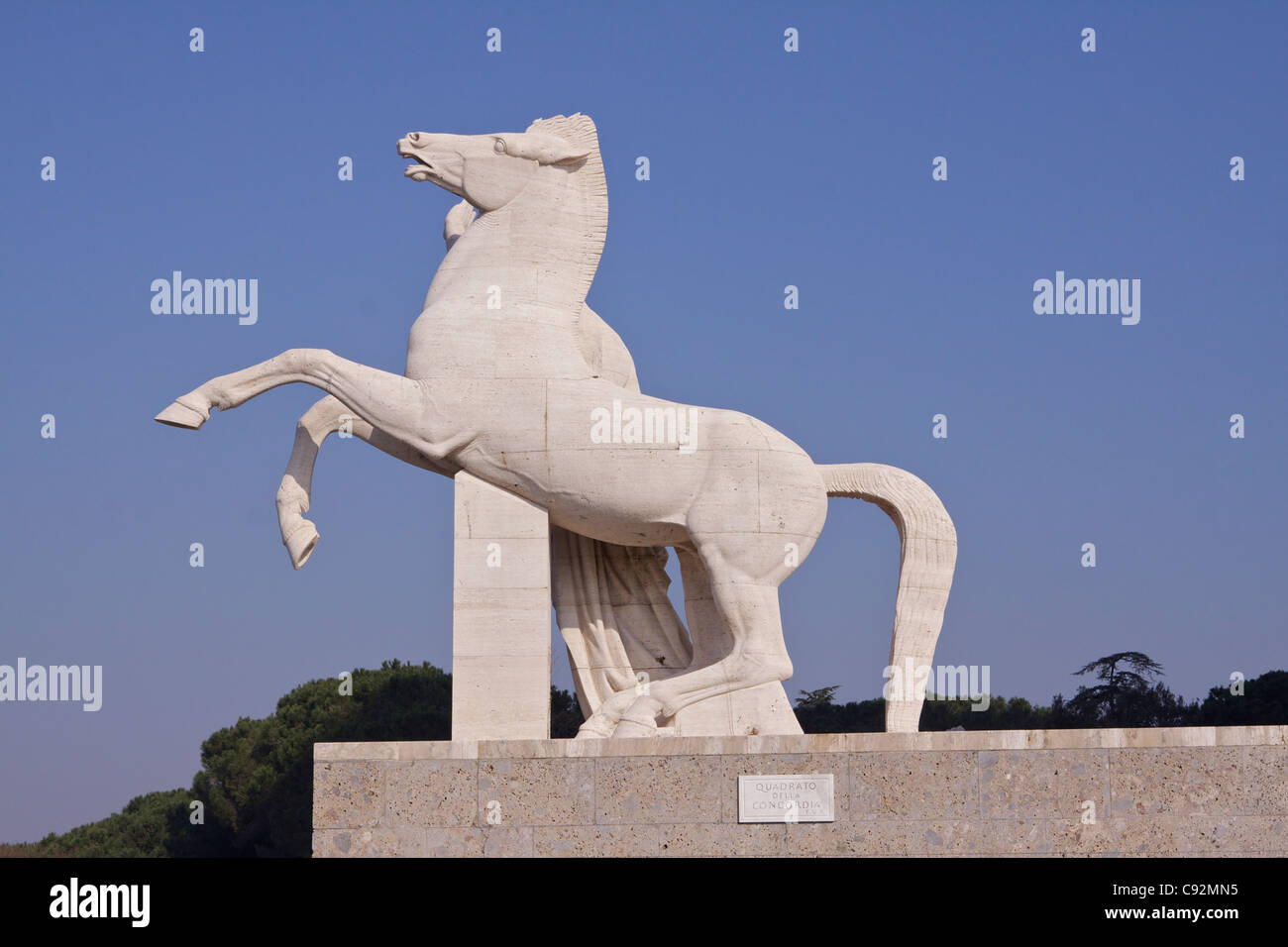 Palazzo della Civilta Italiana or Colosseo Quadrato  the Square Colosseum in the EUR district (Esposizione Universale Roma or Stock Photo