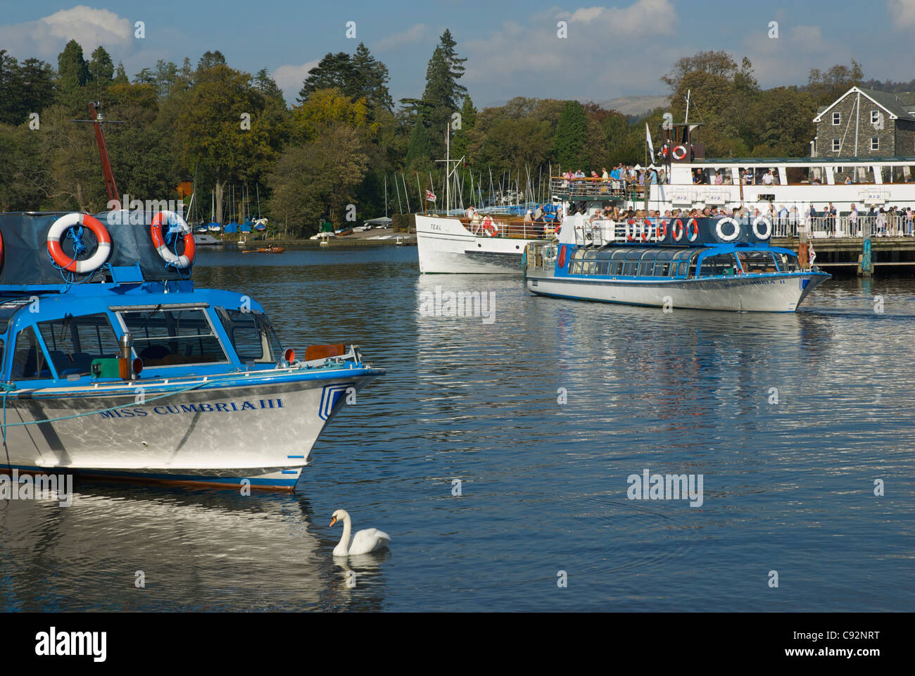 Steamer and launches owned by Windermere Lake cruises, operating from