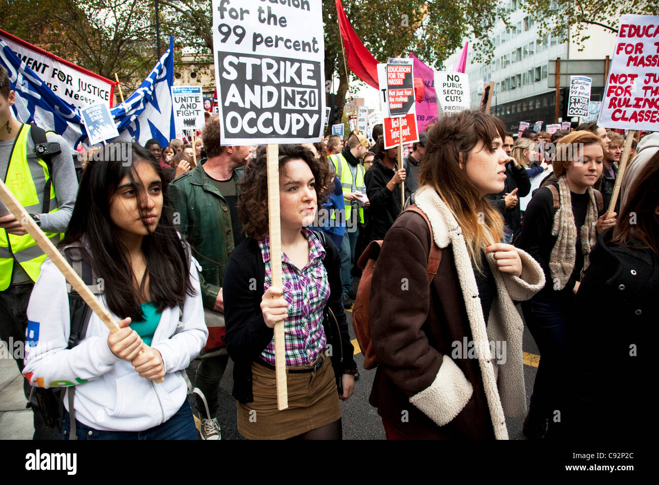 Students march through central London to protest against rises in ...