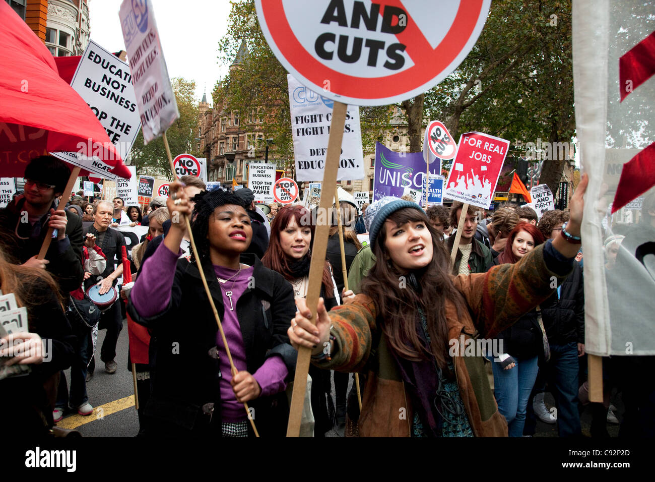 Students march through central London to protest against rises in ...