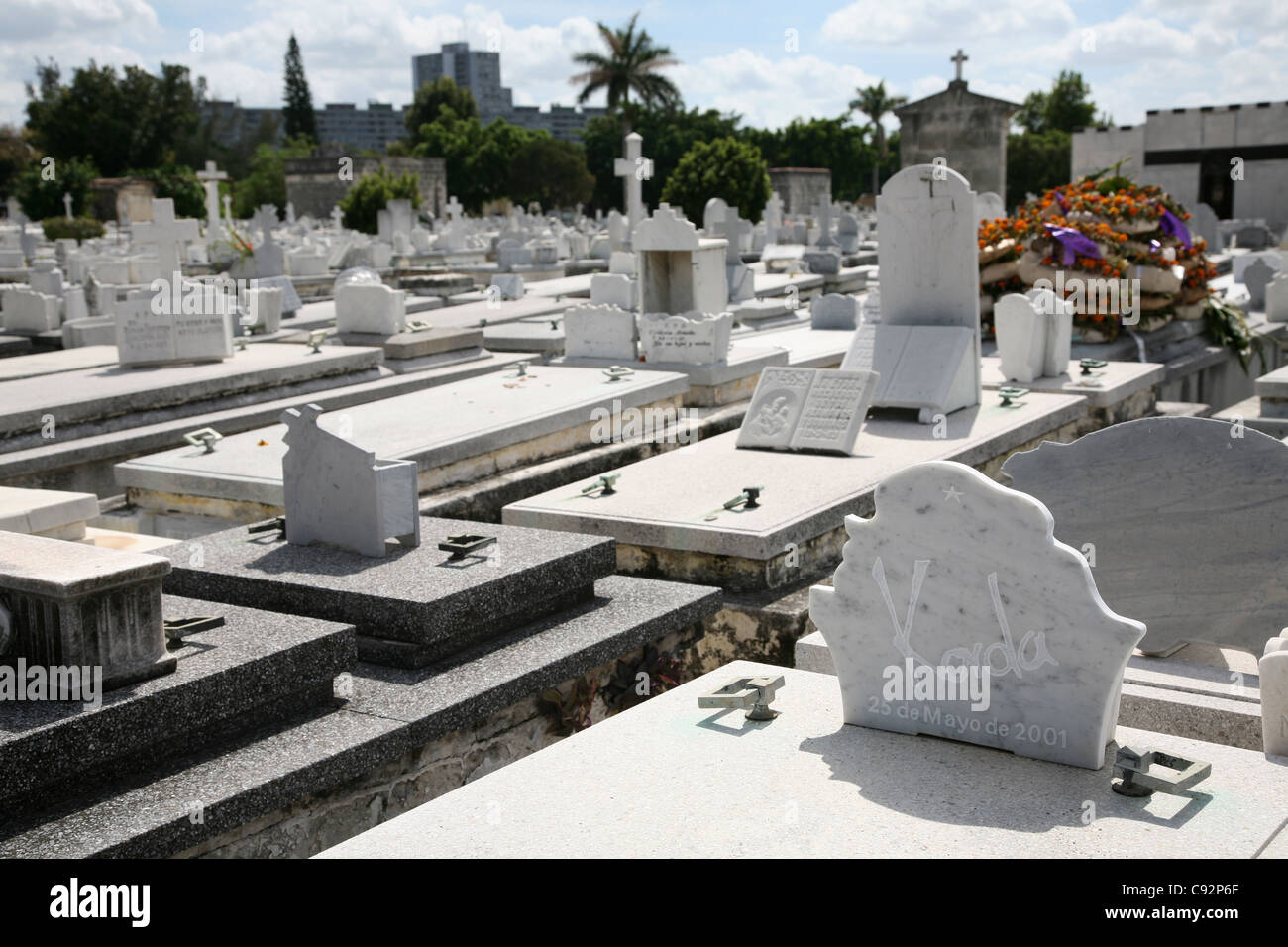 Tomb of Cuban photographer Alberto Korda at the Colon Cemetery in Havana, Cuba. Stock Photo