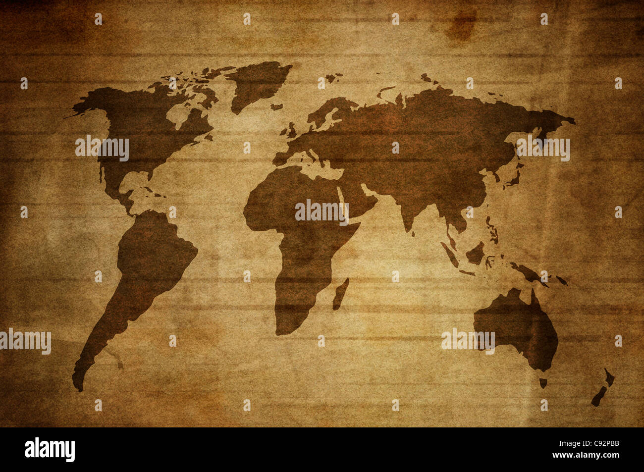 Illustration of the world map in a grunge background Stock Photo - Alamy