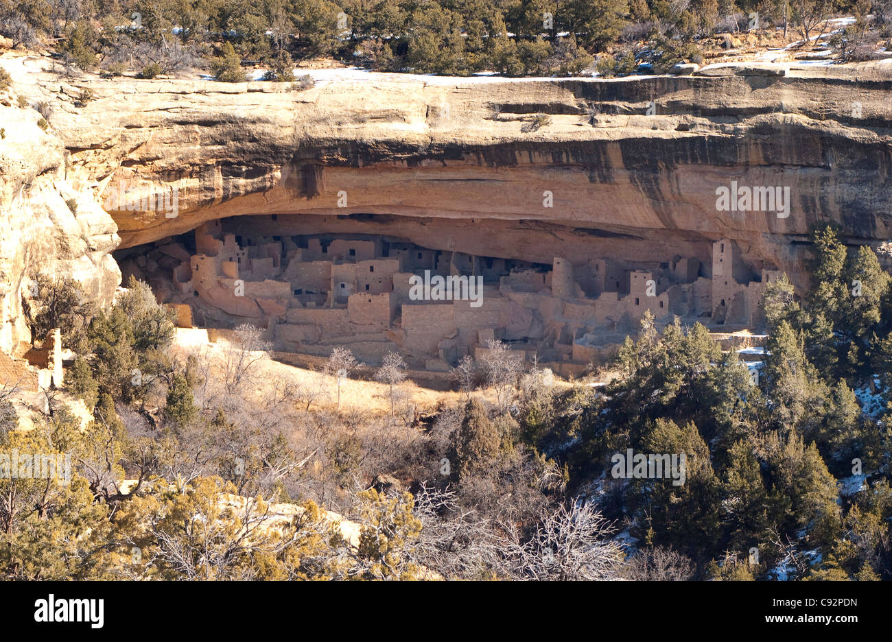 Anasazi Indian cliff dwellings, Cliff Palace at Mesa Verde National ...