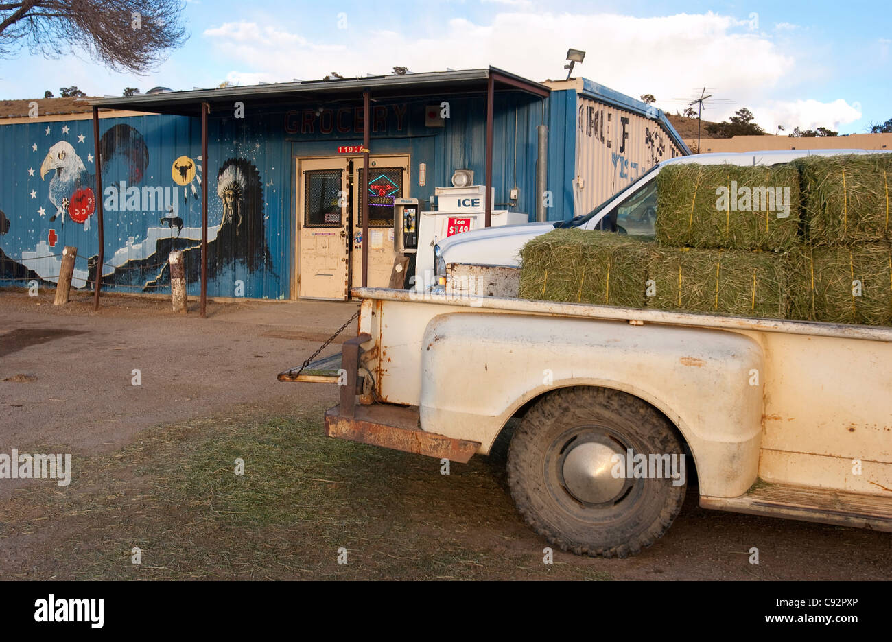 Store and truck north of Gallup, New Mexico, USA, US, United States of