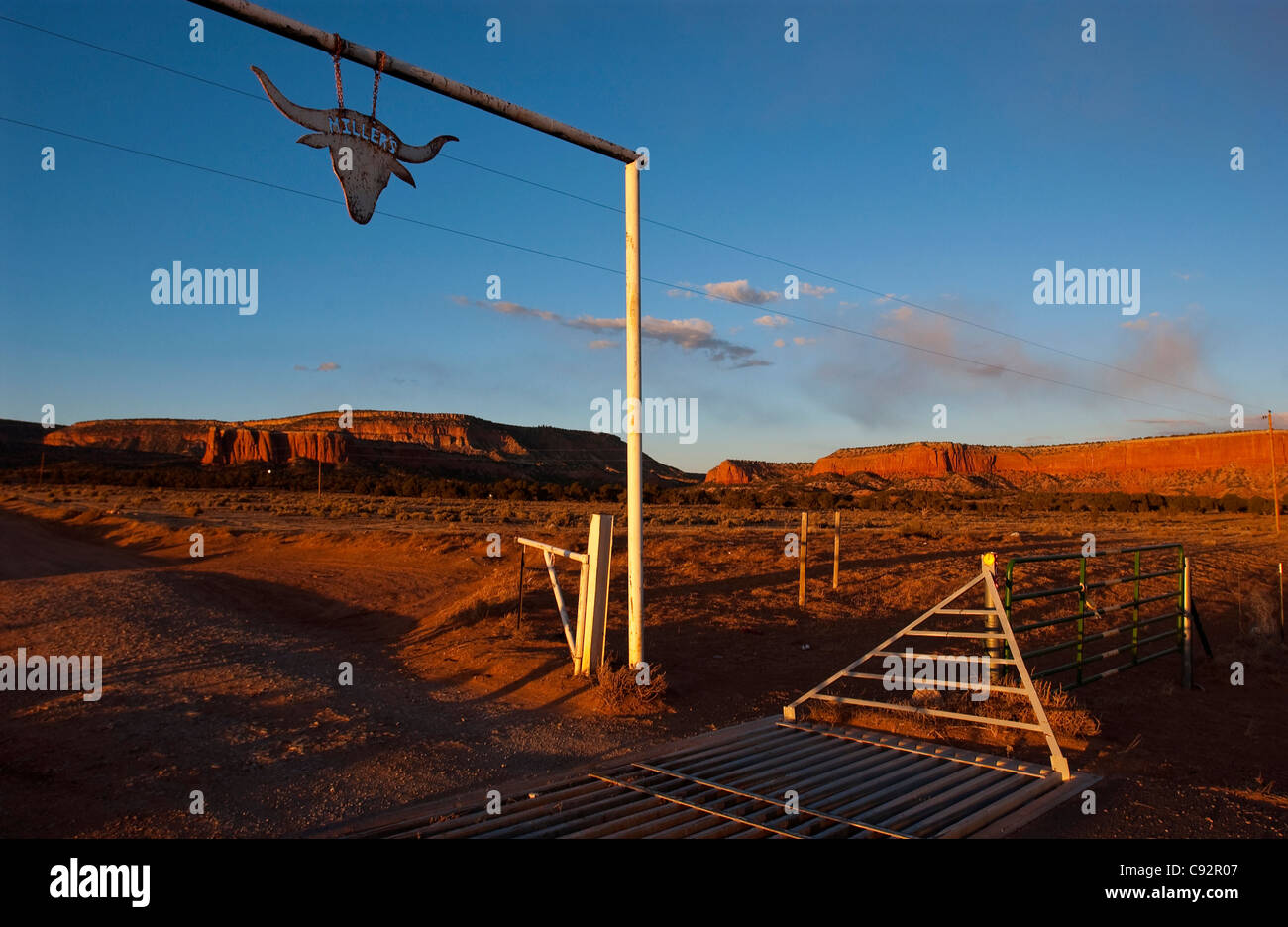 Ranch gate north of Gallup, New Mexico, USA, US, United States of ...