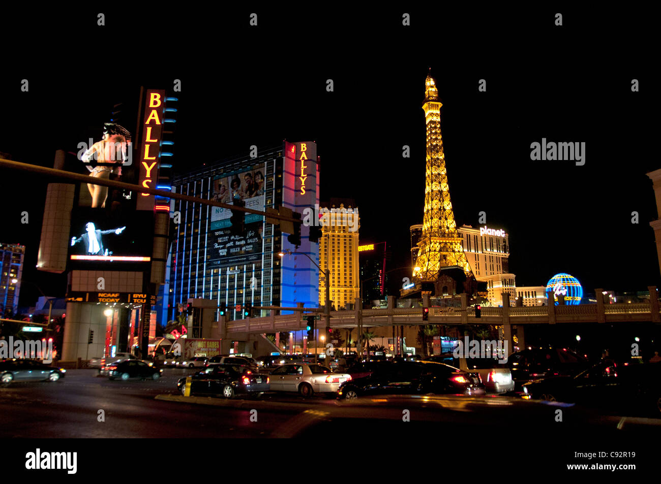 Paris Casino Balloon and Eiffel Tower neon lights Las Vegas NV Stock Photo  - Alamy