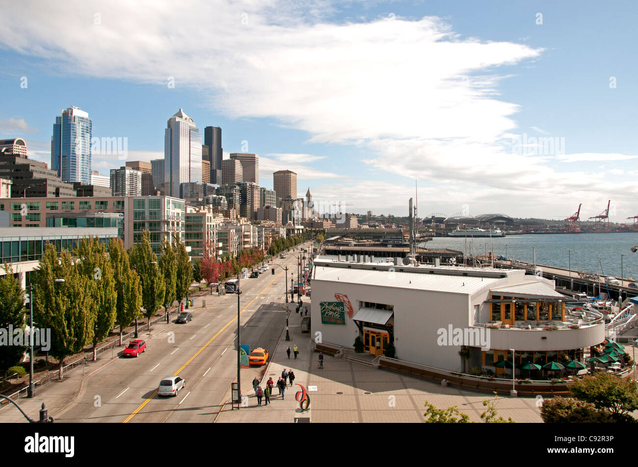 Seattle Bay Waterfront Downtown Town City Washington United States Stock Photo