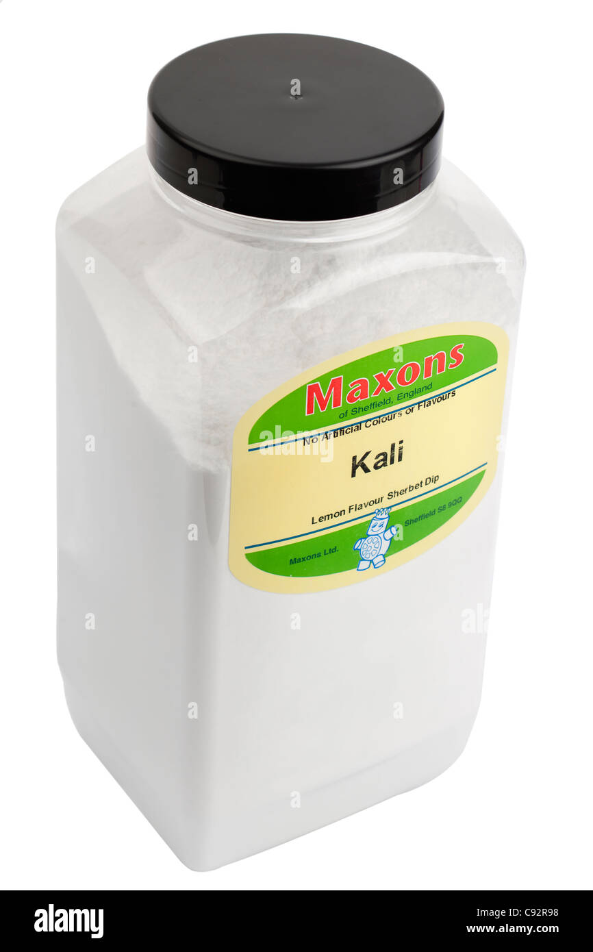 3 kilo jar of Maxons Kali lemon flavour sherbet dip Stock Photo