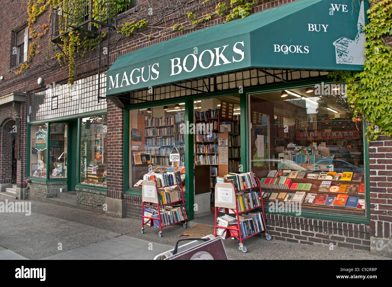 Magus Book Shop Seattle Main street Village University of Washington Student Students Stock Photo