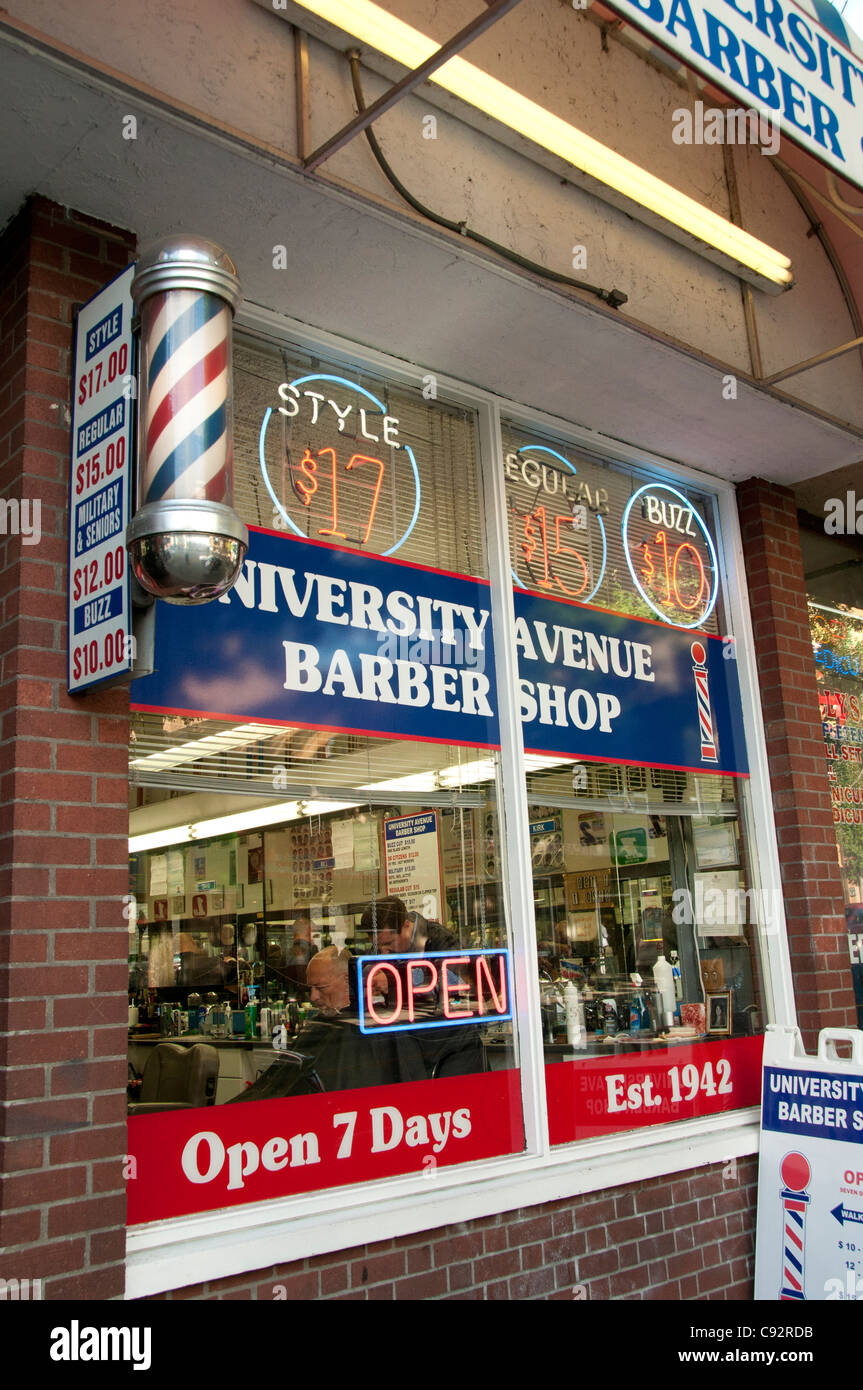 Barber Shop Seattle Main street Village University of Washington Student Students Stock Photo