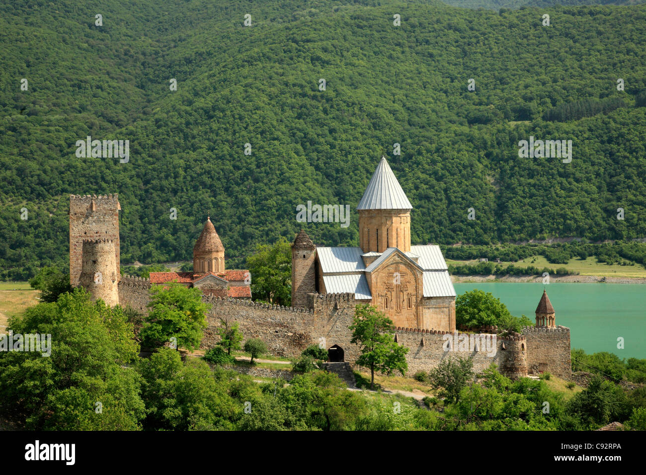 Ananuri is a castle complex on the Aragvi River in Georgia. Stock Photo