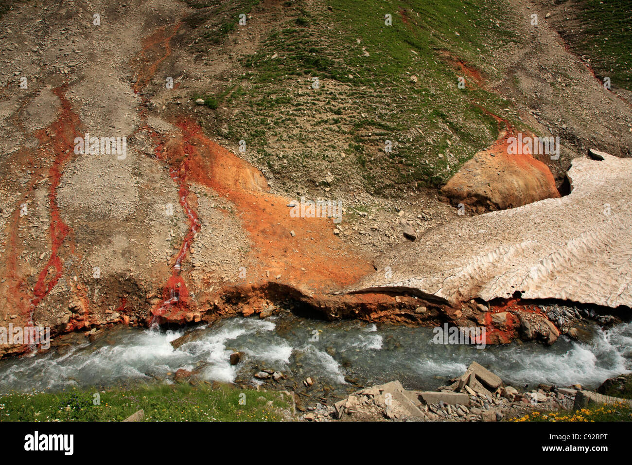 The Georgian Military Road is the historic name for a major route through the Caucasus from Georgia to Russia. Stock Photo