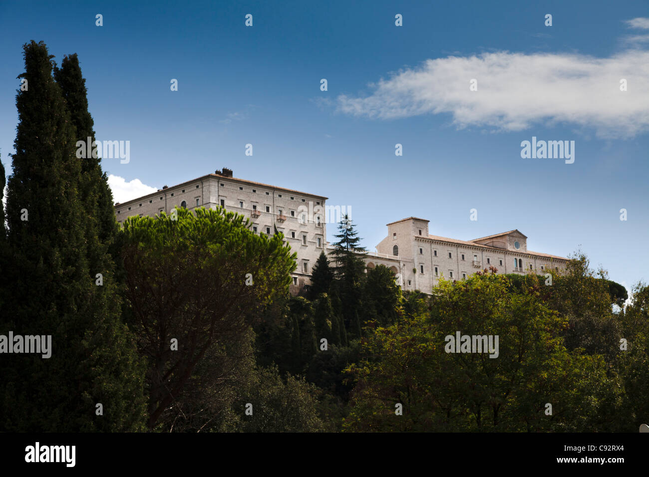 Monte cassino abbey on top of the mountain Stock Photo