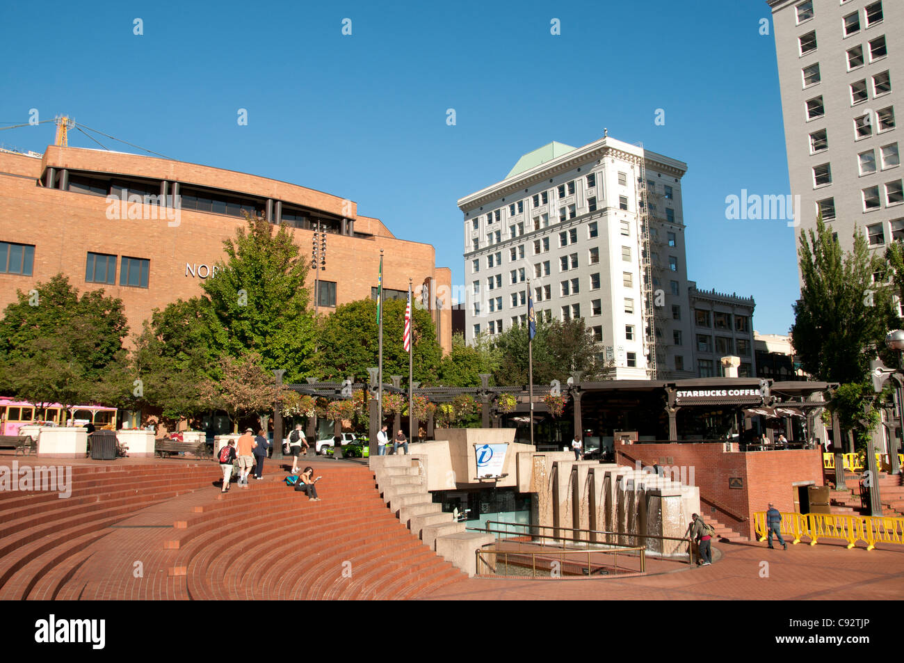 Portland Pioneer Courthouse Square Oregon United States Stock Photo