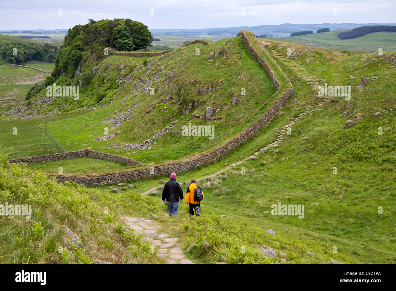 Hadrian's Wall was built by the Roman Empire across the width of what