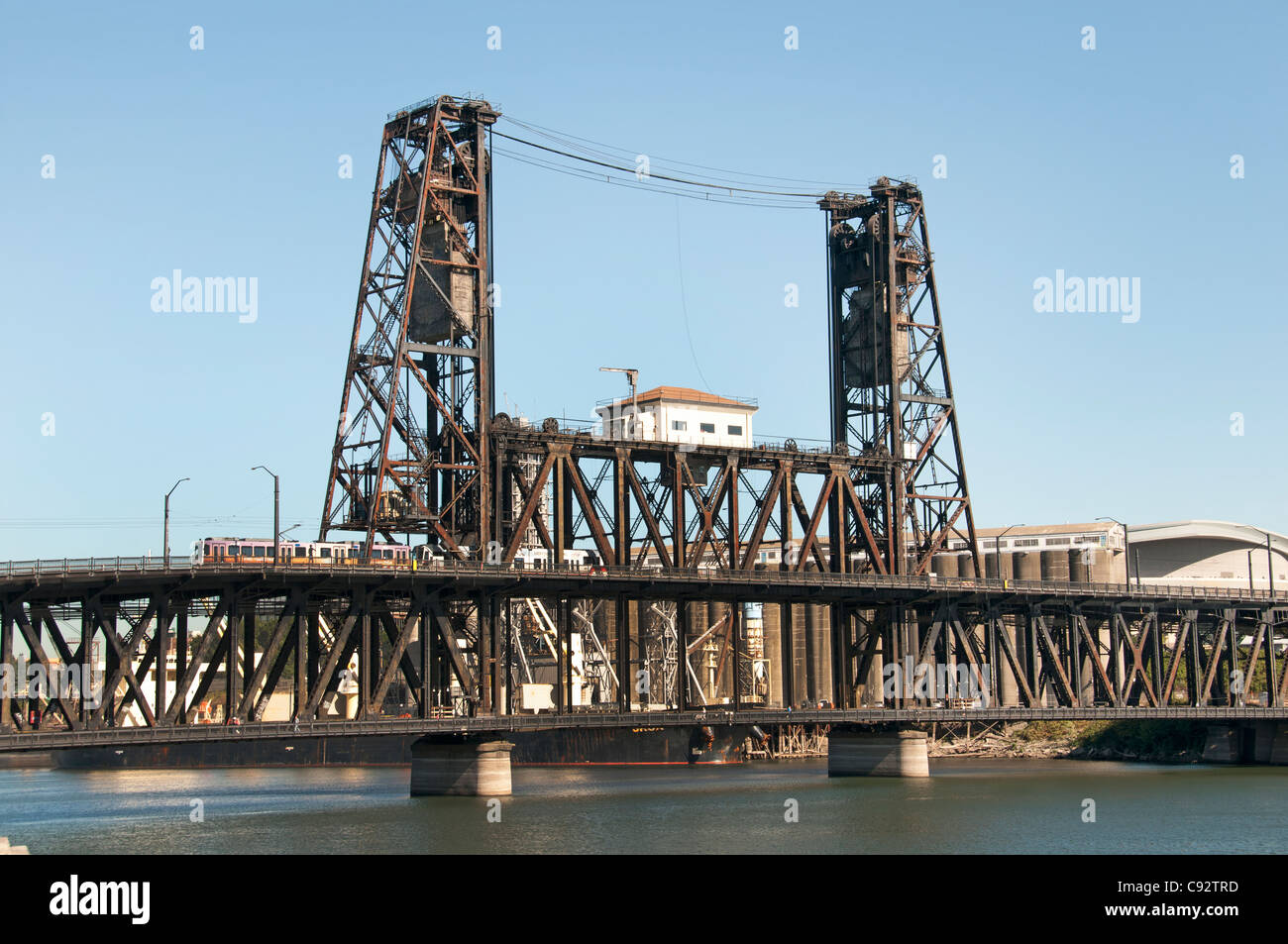 Portland Town City Oregon Steel Bridge across Willamette River United States of America USA Stock Photo