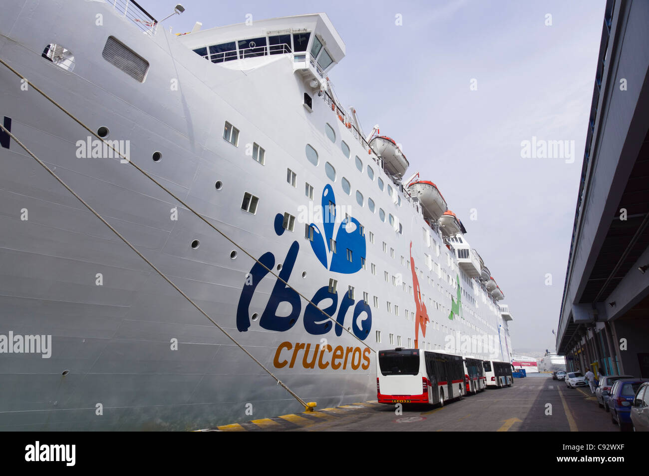 Athens The Cruise Terminal And Harbour Of Piraeus Ibero Cruceros Spanish Cruise Line Stock Photo Alamy
