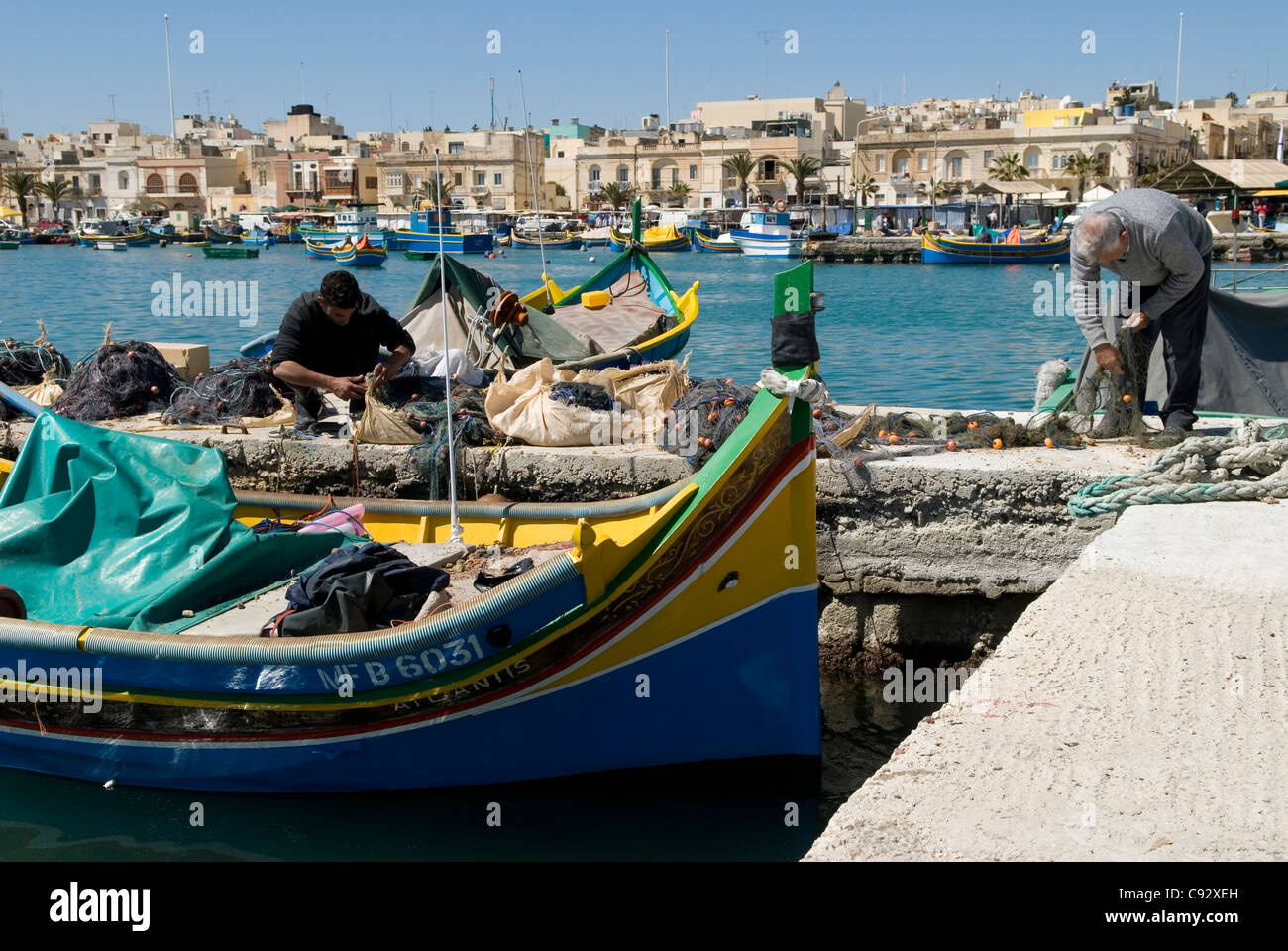 The harbour at Marsaxlokk in Malta is still fully functional and