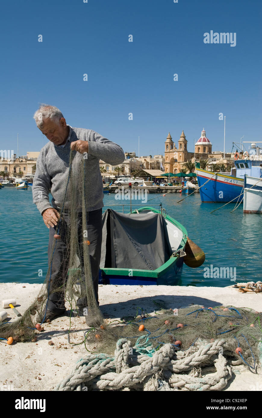 The harbour at Marsaxlokk in Malta is still fully functional and