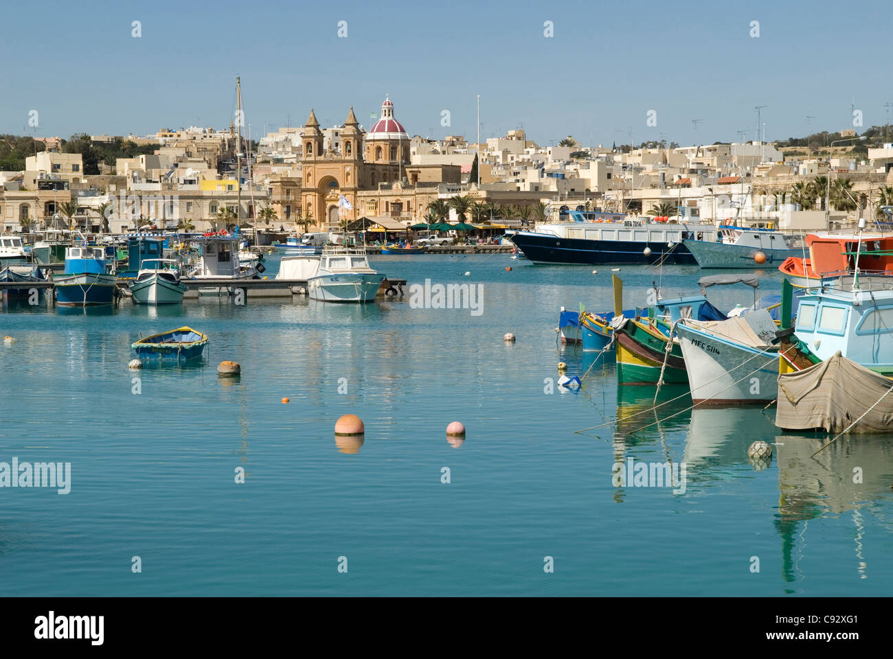 The harbour at Marsaxlokk in Malta is still fully functional and
