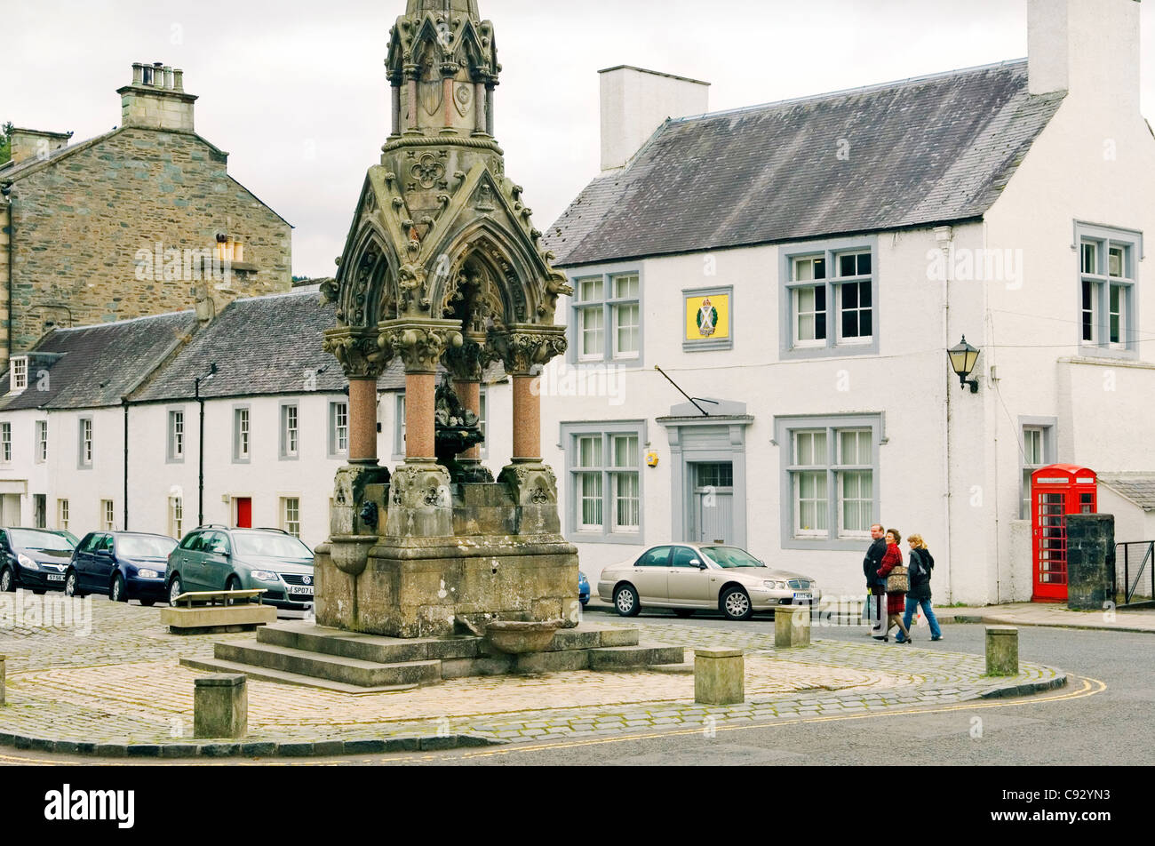 Atholl Memorial Fountain built 1866 honours George Murray. Sited in The Cross, centre of ancient Dunkeld town, Tayside, Scotland Stock Photo