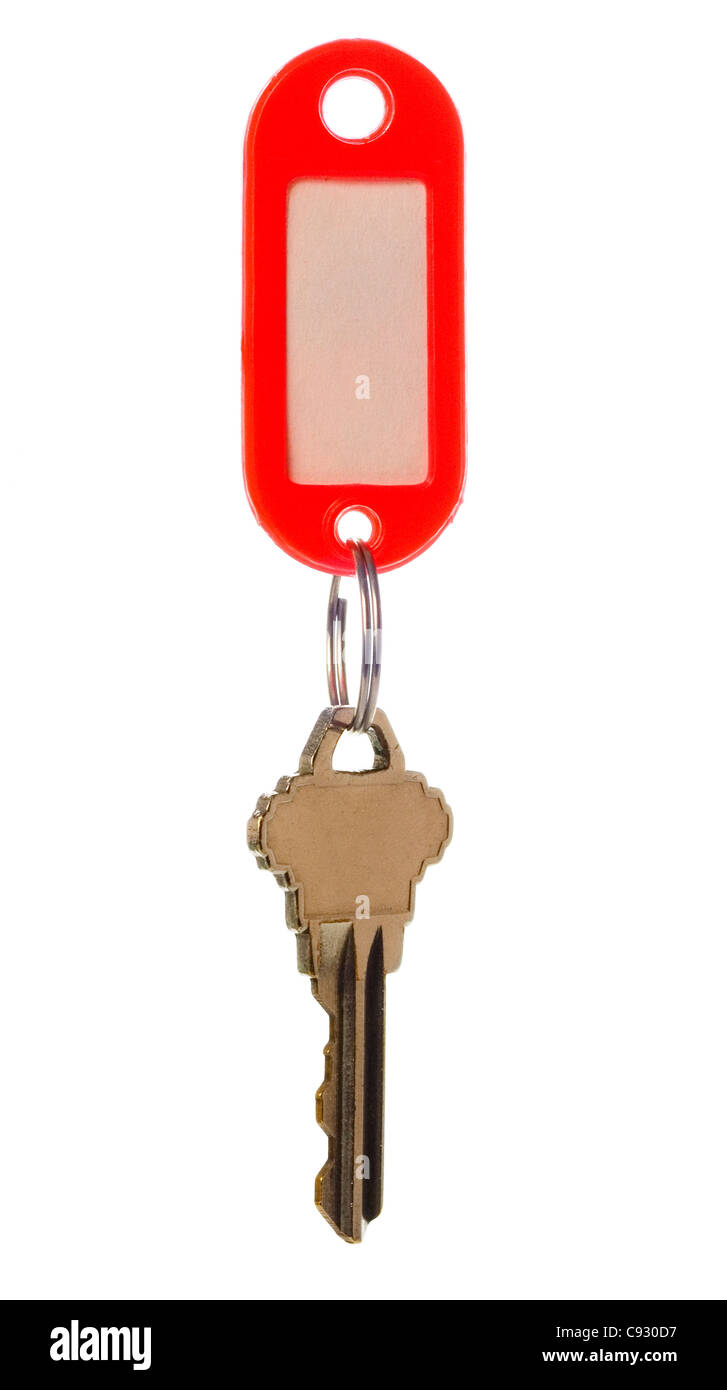 Key with key tag isolated on white background Stock Photo Alamy