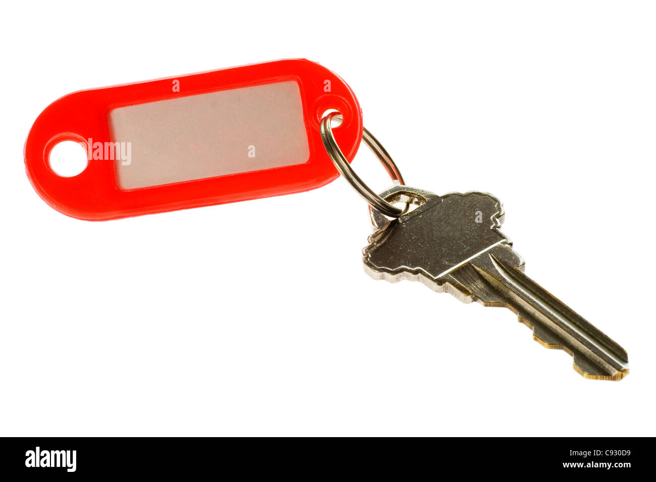 Key with key tag isolated on white background Stock Photo - Alamy