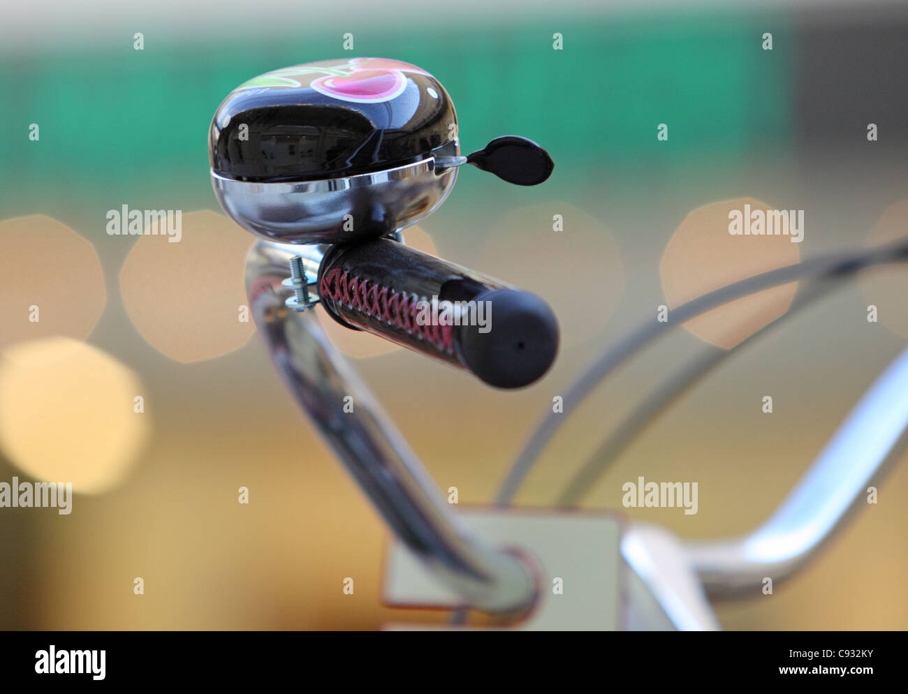 Close up of bicycle bell on handlebars Stock Photo - Alamy