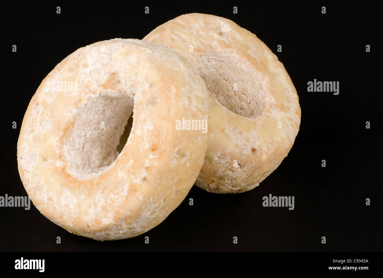 Sugared and white wine flowered bagels, traditional Spanish Christmas