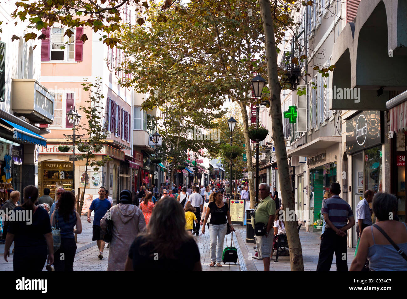 Main Street Gibraltar Shops Stock Photos & Main Street Gibraltar Shops