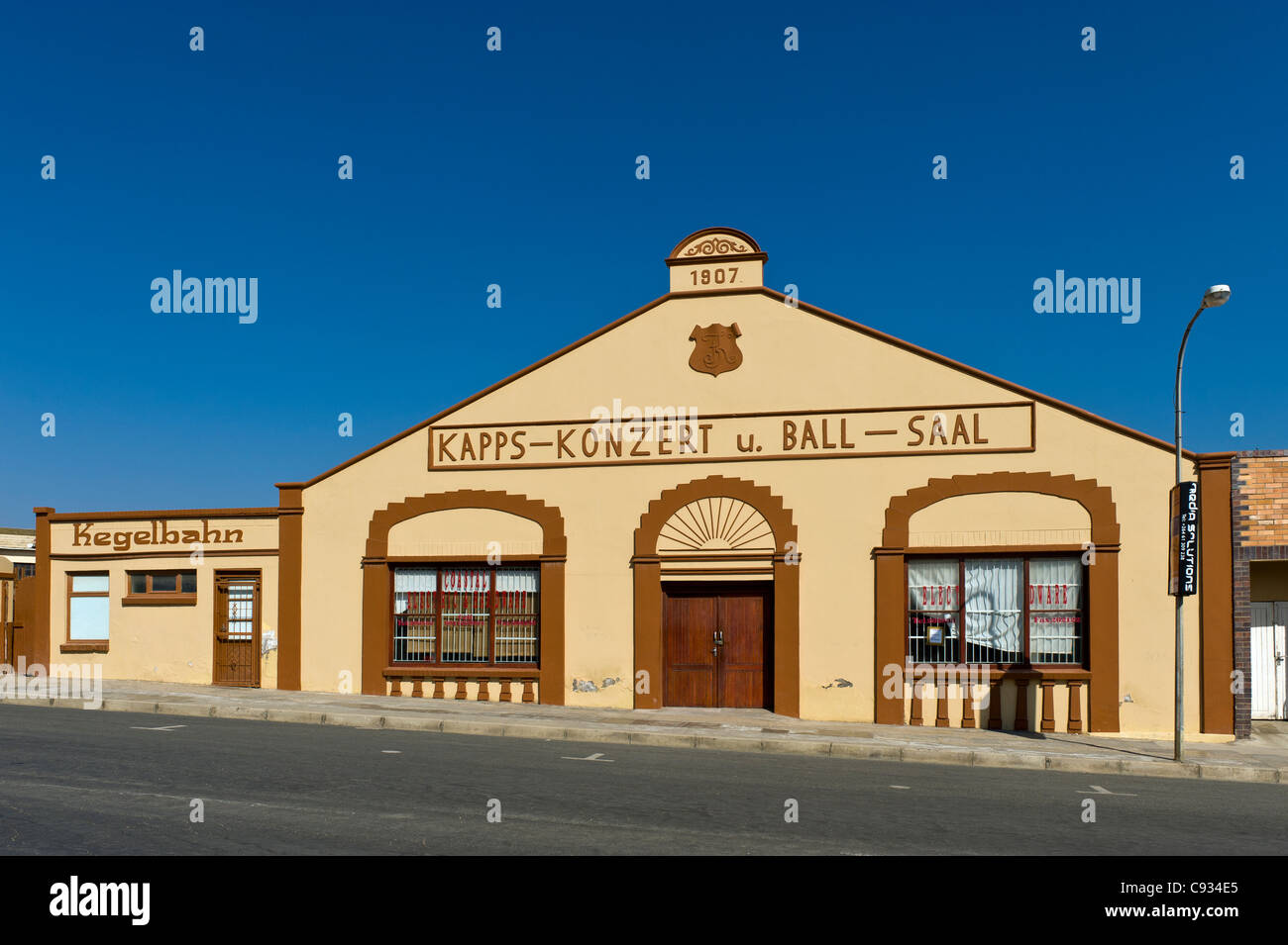 Concert hall historical buildings in Luederitz Namibia Stock Photo