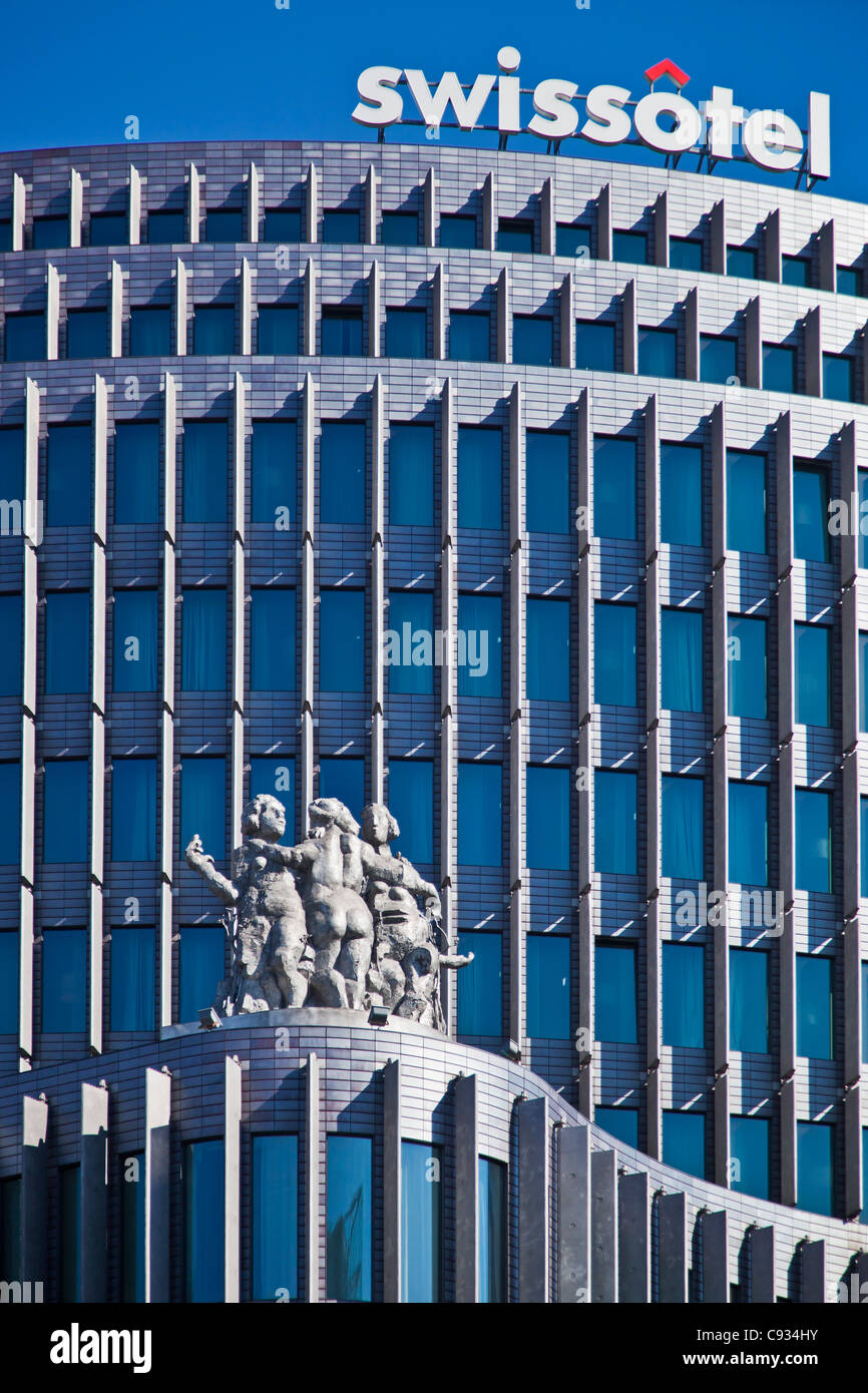 Front facade of the Berlin Swissotel designed by Gerkan Marg, Berlin, Germany Stock Photo