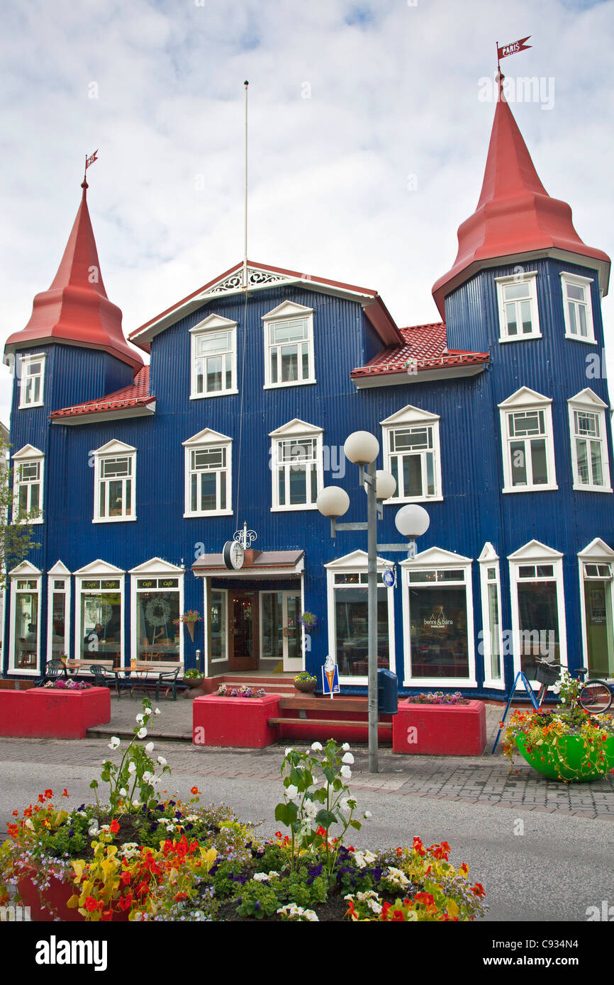 An attractive old building in Akureyri, which has been nicknamed the capital of northern Iceland. Stock Photo