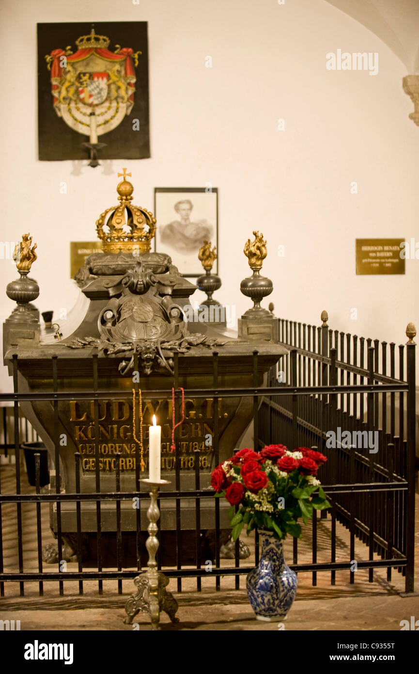 Germany, Bavaria, Munich.  The crypt of Michaelskirche contains the tomb of Mad King Ludwig II Stock Photo