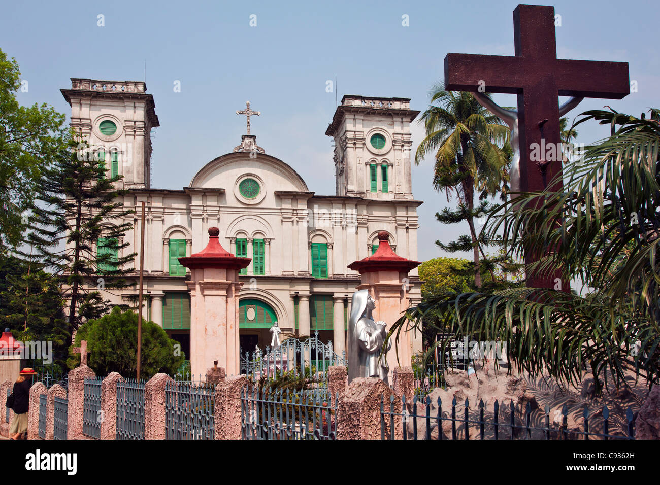 The Eglise du Sacre Coeur at Chandernagore on the Hooghly River. Stock Photo