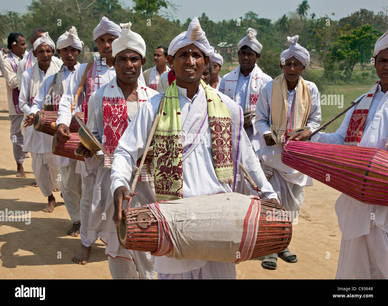 A Hindu religious procession to celebrate the opening of a new Shiva Temple at Raha, Nagoan. Stock Photo